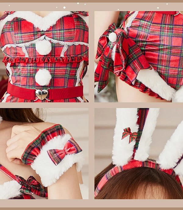 画像8: 【即日発送！】【クリスマスコスプレ9点セット】【Malymoon/マリームーン】チェッククロスバニーサンタ【フリーサイズ/1カラー】[OF03]