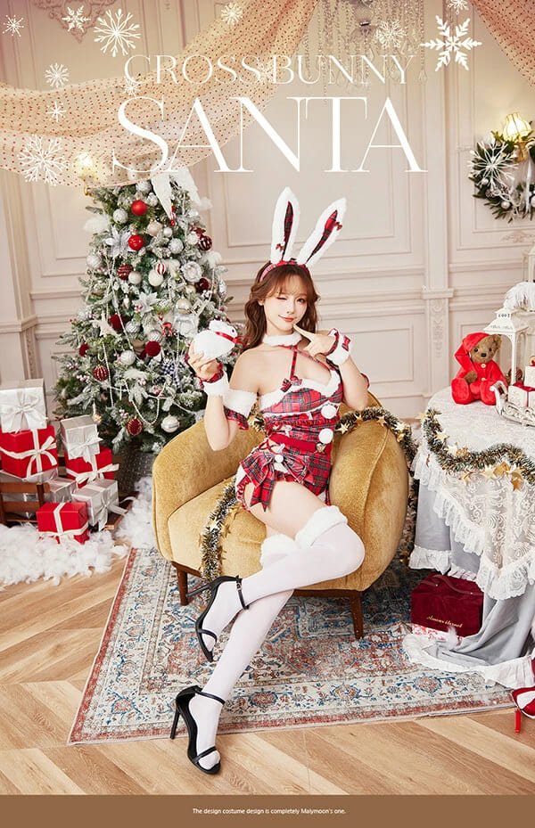 画像9: 【即日発送！】【クリスマスコスプレ9点セット】【Malymoon/マリームーン】チェッククロスバニーサンタ【フリーサイズ/1カラー】[OF03]