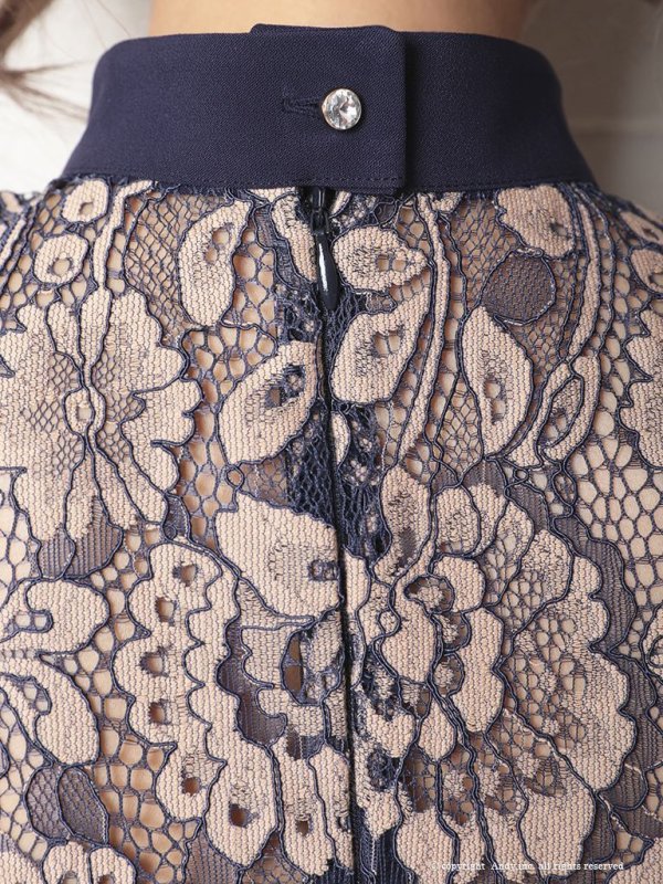画像36: 【Andy ANDY Fashion Press 12 COLLECTION 07】フラワーレース/ ブローチ付き/ 半袖/ ハイネック/ タイト/ ミニドレス/ キャバドレス[OF05]