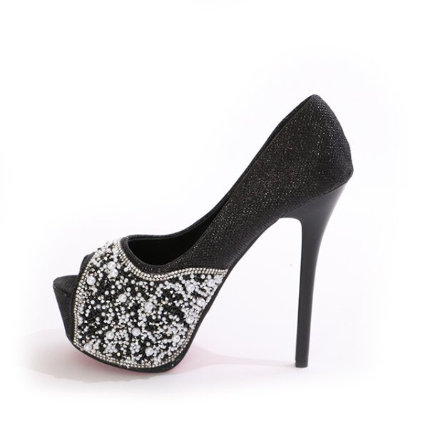 画像5: 再入荷！ビジューオープントゥプラットフォームパンプス【34-40サイズ/2カラー】[OF02]