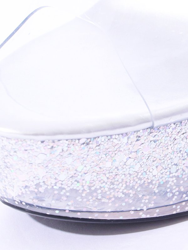 画像7: グリッタークリアオープントゥプラットフォームパンプス/クリアサンダル/厚底【35-41サイズ/1カラー】[OF02]