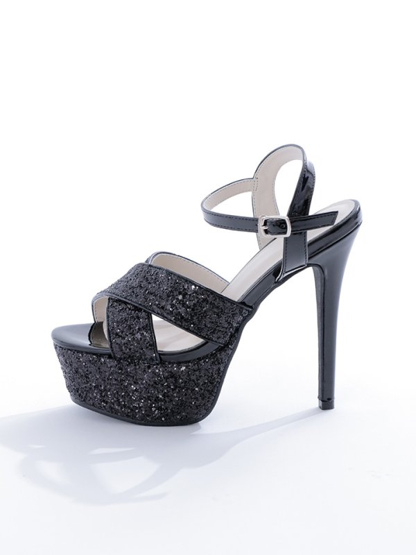 画像6: ラメオープントゥストラップサンダル【34-40サイズ/2カラー】[OF02]