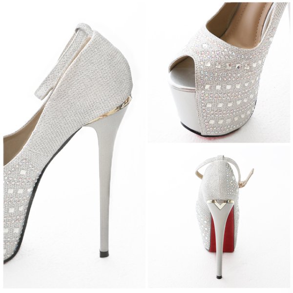 画像9: サンダル / 16cmヒール / 輝くビジューがぎっしり華やか優秀ストラップサンダル【35-38サイズ/3カラー】[OF02]