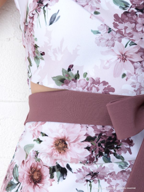 画像7: 【ANDY/アンディ】フラワープリント/ウエストリボン/アシメ/ウエストカット/キャバドレス[FB03]