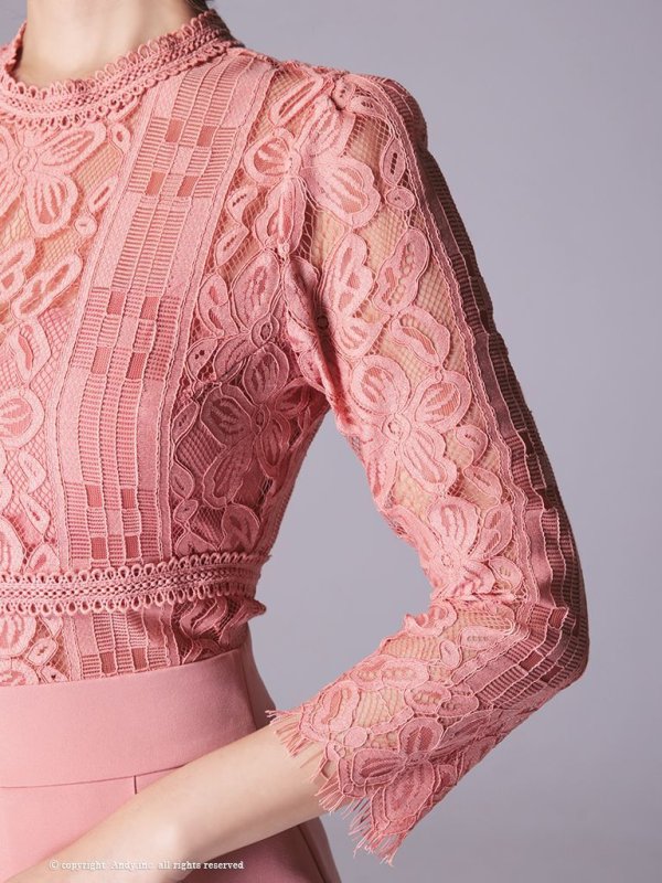 画像6: 【Andy ANDY Fashion Press 09 COLLECTION 05】フラワーレース/ ゴールドボタンデザイン/ 七分袖/ 長袖/ 袖あり/ プリーツ/ ミニドレス/ キャバドレス[OF05]