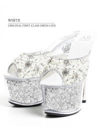 【ANGEL R/エンジェルアール】17cmヒール/シングルビジュー/ ラメ入り/スケルトン/ハイヒール /サンダル[OF02]