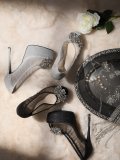 【ROBE de FLEURS/ローブドフルール】贅沢ビジュー装飾/ クリアメッシュ/ 厚底/ パンプス[OF02C]