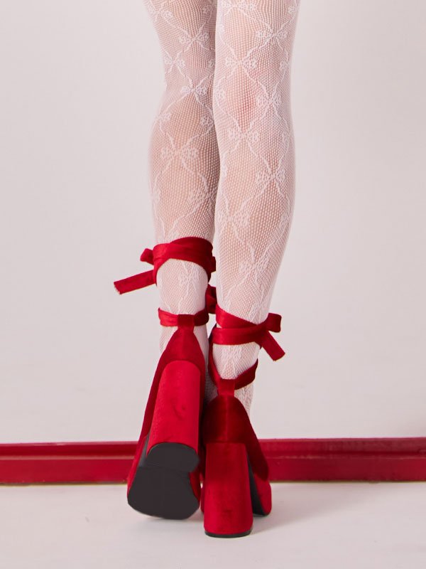 画像2: 【即日発送】1color/ 10cmヒール/ リボンモチーフ/ ハイヒール / パンプス/厚底 [OF03]