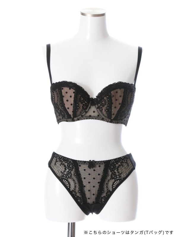 画像12: 【ランジェリー/下着】ドット×フラワーレース プッシュアップブラジャー