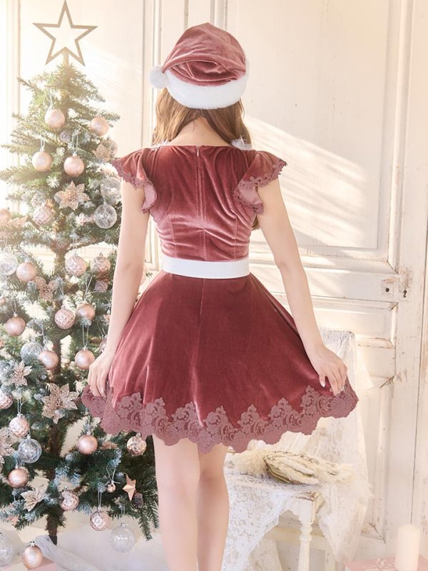 画像16: 【sugar nine サンタコス 5点セット】【S-XLサイズ/2カラー】フレアスリーブ刺繍レースフレアサンタ[OF03]