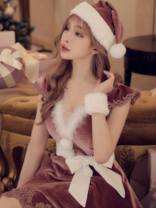 画像8: 色変え対応中【sugar nine サンタコス 5点セット】【S-XLサイズ/2カラー】フレアスリーブ刺繍レースフレアサンタ[OF03]