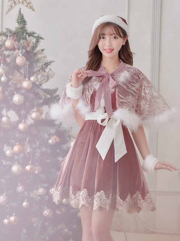 画像16: 花柄刺繍スパンコールシースルーファーポンチョ【sugar nine サンタコス】【3カラー】[YMT]