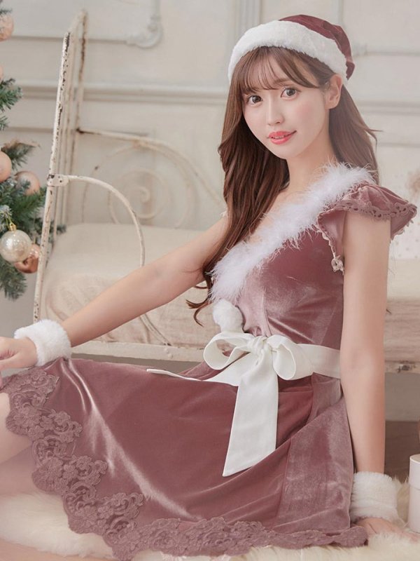 画像9: 【sugar nine サンタコス 5点セット】【S-XLサイズ/2カラー】フレアスリーブ刺繍レースフレアサンタ[OF03]