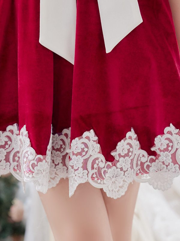 画像18: 【sugar nine サンタコス 5点セット】【S-XLサイズ/2カラー】フレアスリーブ刺繍レースフレアサンタ[OF03]