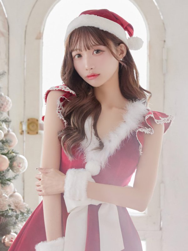 画像16: 【sugar nine サンタコス 5点セット】【S-XLサイズ/2カラー】フレアスリーブ刺繍レースフレアサンタ[OF03]