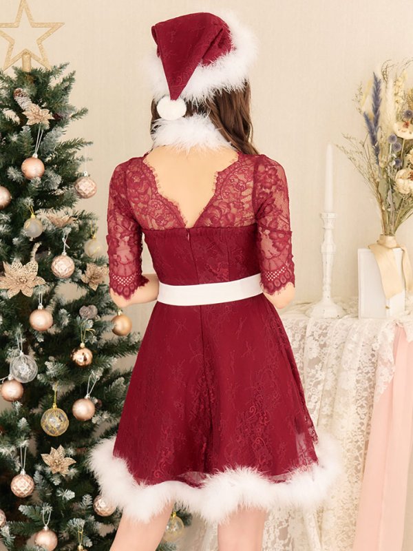 画像6: 【sugar nine サンタコス 6点セット】【S-XLサイズ/1カラー】総レースフレアサンタ[YMT]