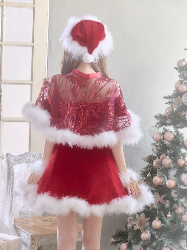 画像9: 【ノベルティ対象】【即日発送】【sugar nine サンタコス 5点セット】【S-XLサイズ/3カラー】ポンチョ付きフレアサンタコスプレ[YMT]