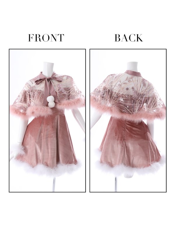 画像34: 【ノベルティ対象】【即日発送】【サンタコス 5点セット】【S-XLサイズ/3カラー】ポンチョ付きフレアサンタコスプレ[YMT]