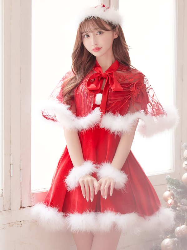 画像7: 【ノベルティ対象】【即日発送】【sugar nine サンタコス 5点セット】【S-XLサイズ/3カラー】ポンチョ付きフレアサンタコスプレ[YMT]