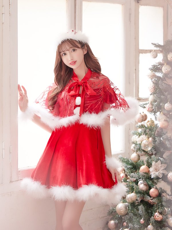 画像9: 【ノベルティ対象】【即日発送】【sugar nine サンタコス 5点セット】【S-XLサイズ/3カラー】ポンチョ付きフレアサンタコスプレ[YMT]