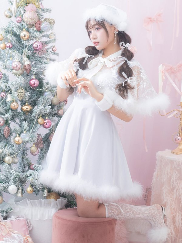 画像4: 【ノベルティ対象】【即日発送】【サンタコス 5点セット】【S-XLサイズ/3カラー】ポンチョ付きフレアサンタコスプレ[YMT]