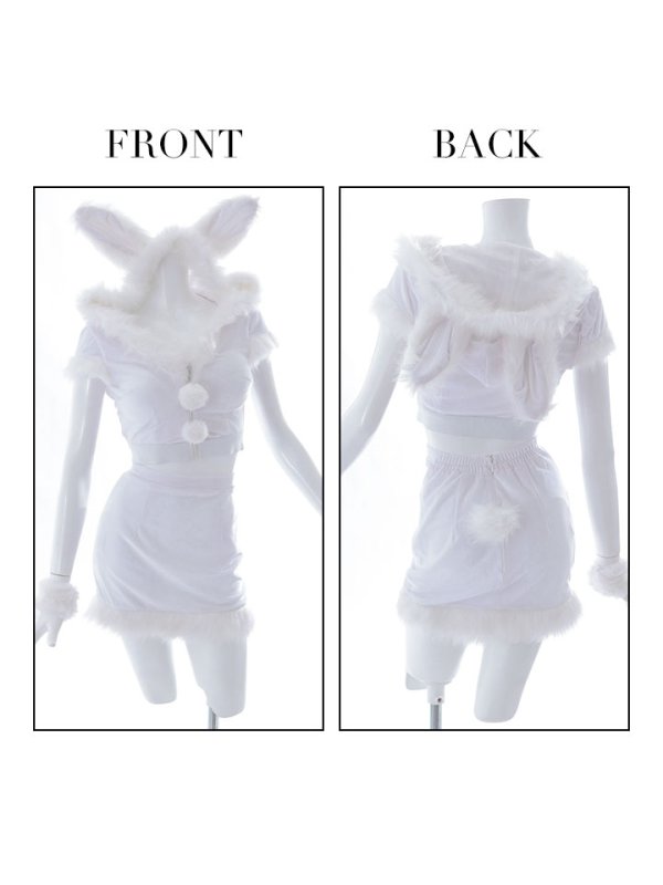 画像21: 【即日発送！】【XS-XLサイズ/3カラー】セットアップベロアホワイトバニーサンタコスプレ[YMT]