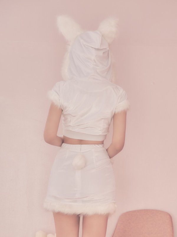 画像7: 【即日発送！】【XS-XLサイズ/3カラー】セットアップベロアホワイトバニーサンタコスプレ[YMT]