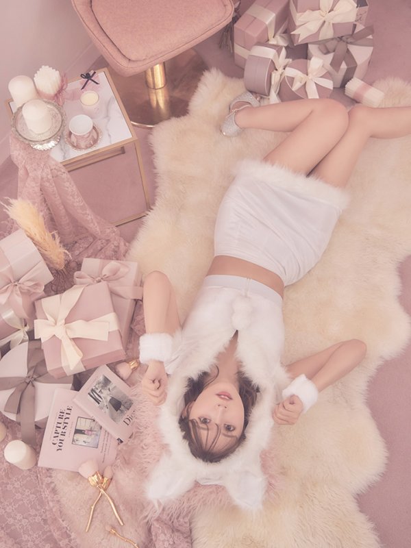 画像8: 【即日発送！】【XS-XLサイズ/3カラー】セットアップベロアホワイトバニーサンタコスプレ[YMT]