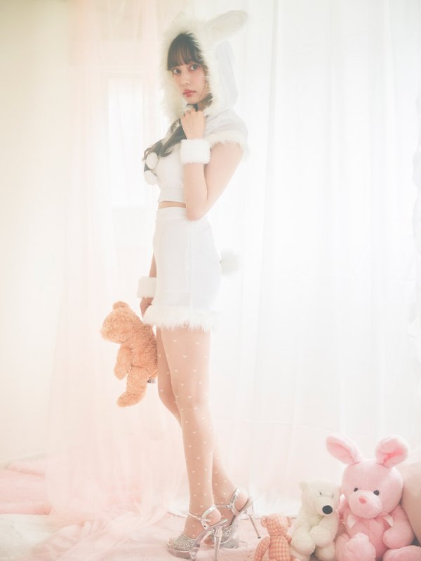 画像5: 【即日発送！】【XS-XLサイズ/3カラー】セットアップベロアホワイトバニーサンタコスプレ[YMT]