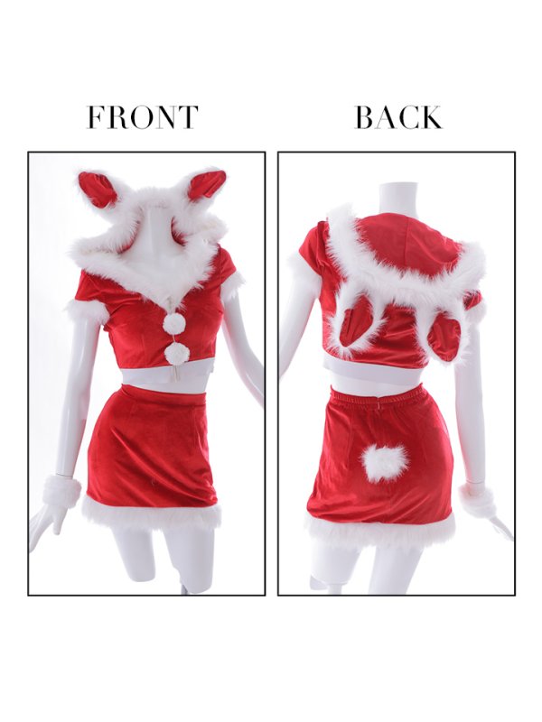 画像24: 【即日発送！】【XS-XLサイズ/3カラー】セットアップベロアホワイトバニーサンタコスプレ[YMT]