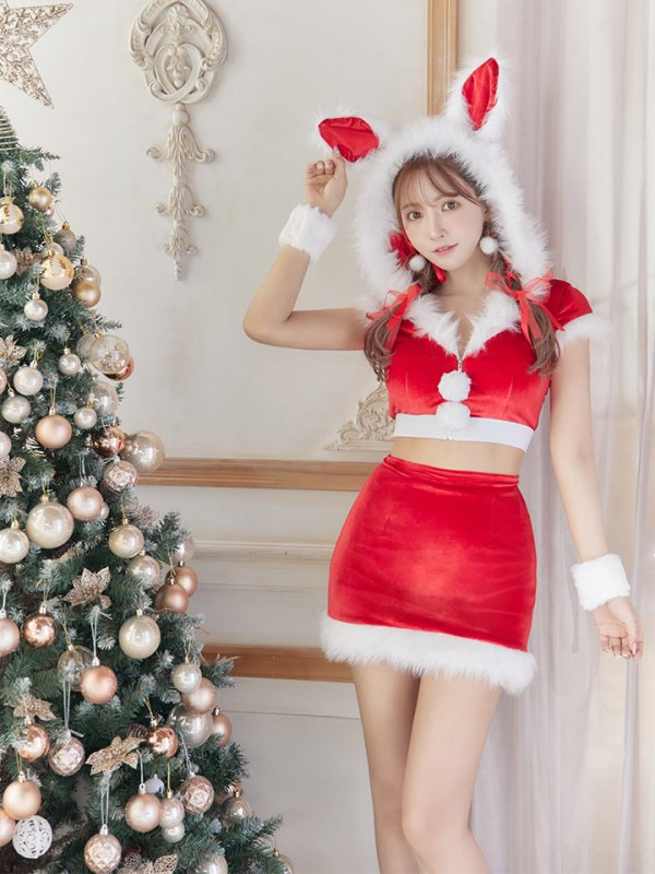 画像21: 【即日発送！】【XS-XLサイズ/3カラー】セットアップベロアバニーサンタコスプレ[OF04]