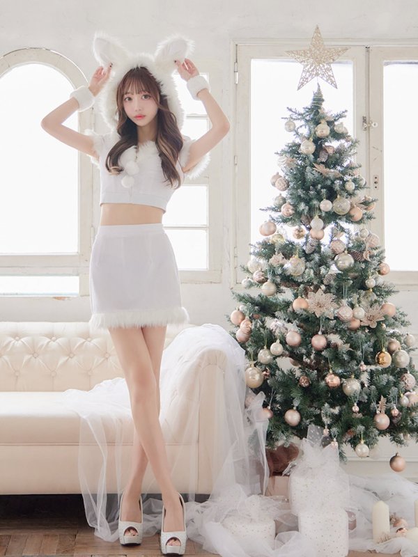 画像5: 【即日発送！】【XS-XLサイズ/3カラー】セットアップベロアホワイトバニーサンタコスプレ[YMT]