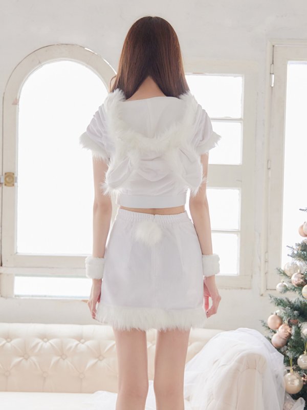 画像6: 【即日発送！】【XS-XLサイズ/3カラー】セットアップベロアホワイトバニーサンタコスプレ[YMT]