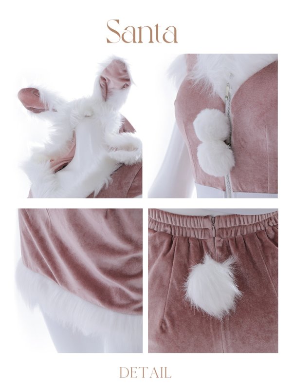 画像29: 【即日発送！】【XS-XLサイズ/3カラー】セットアップベロアホワイトバニーサンタコスプレ[YMT]