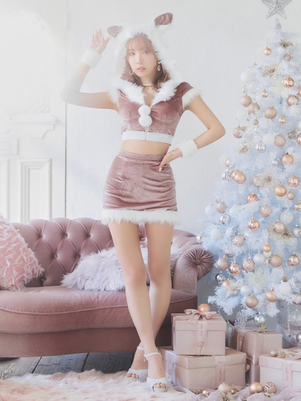 画像15: 【即日発送！】【XS-XLサイズ/3カラー】セットアップベロアホワイトバニーサンタコスプレ[YMT]