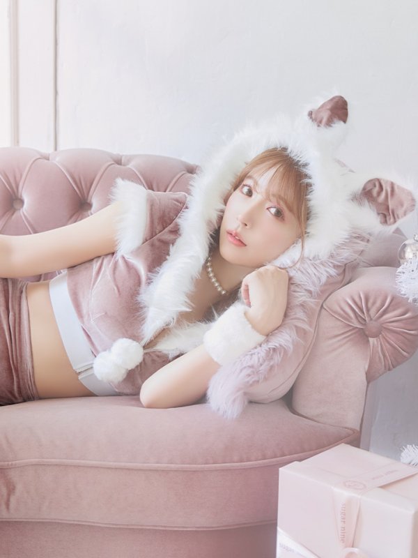 画像10: 【即日発送！】【XS-XLサイズ/3カラー】ベロアフードバニーセットアップサンタコスプレ[YMT]