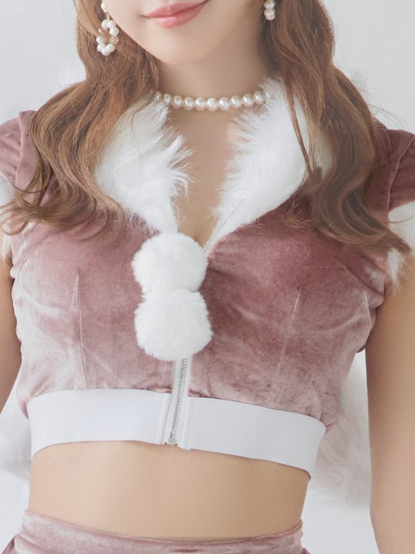 画像16: 【即日発送！】【XS-XLサイズ/3カラー】ベロアフードバニーセットアップサンタコスプレ[YMT]