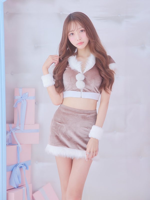 画像4: 【即日発送！】【XS-XLサイズ/3カラー】ベロアフードバニーセットアップサンタコスプレ[YMT]