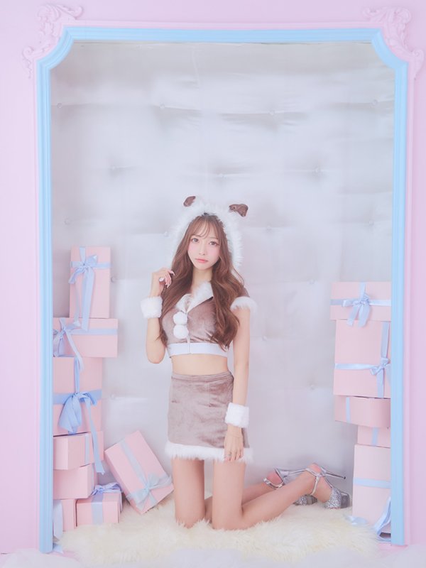 画像6: 【即日発送！】【XS-XLサイズ/3カラー】ベロアフードバニーセットアップサンタコスプレ[YMT]