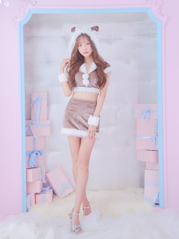 画像11: 【即日発送！】【XS-XLサイズ/3カラー】ベロアフードバニーセットアップサンタコスプレ[YMT]