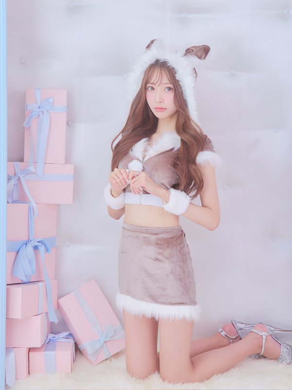 画像14: 【即日発送！】【XS-XLサイズ/3カラー】ベロアフードバニーセットアップサンタコスプレ[YMT]