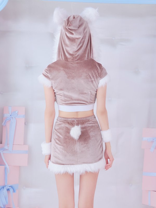 画像15: 【即日発送！】【XS-XLサイズ/3カラー】ベロアフードバニーセットアップサンタコスプレ[YMT]