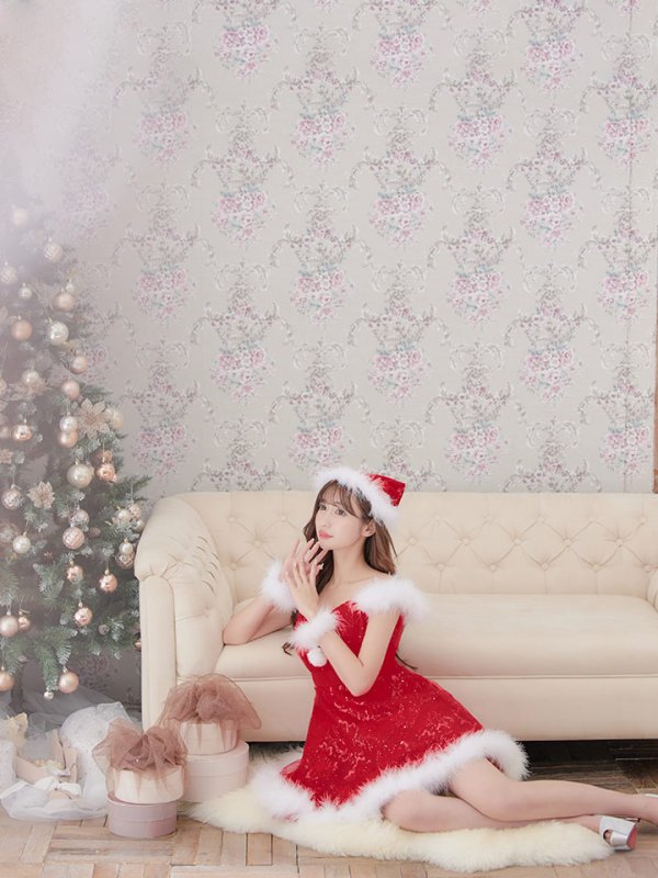 画像19: SALE!ファーショルダー/ スパンコールチュール/ 刺繍レースフレアサンタ【sugar nine サンタコス 4点セット】【S-XLサイズ/2カラー】[YMT]