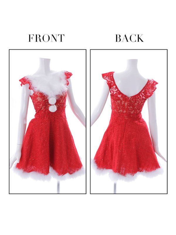 画像10: SALE!ショートフリルスリーブ/ ツイードフレアサンタ【sugar nine サンタコス 4点セット】【S-XLサイズ/1カラー】[YMT]