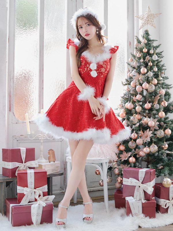 画像19: SALE!【サンタコス 4点セット】【S-XLサイズ/1カラー】ショートフリルスリーブ/ ツイードフレアサンタ[YMT]