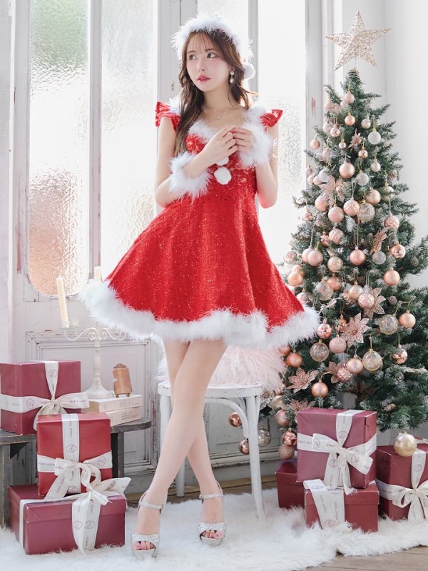 画像22: SALE!【サンタコス 4点セット】【S-XLサイズ/1カラー】ショートフリルスリーブ/ ツイードフレアサンタ[YMT]