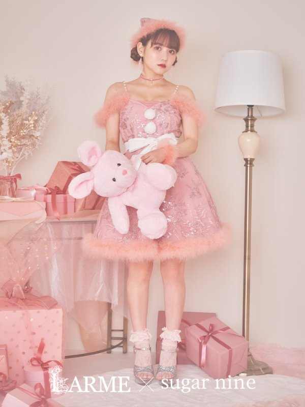 画像3: SALE!ファーショルダー/ スパンコール刺繍フレアサンタ【sugar nine サンタコス 5点セット】【S-XLサイズ/2カラー】[OF04]