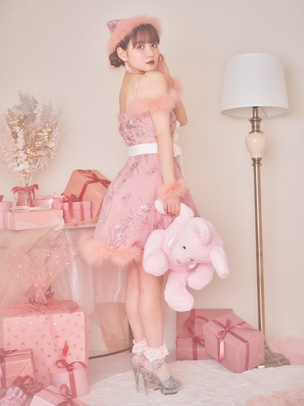 画像6: SALE!ファーショルダー/ スパンコール刺繍フレアサンタ【sugar nine サンタコス 5点セット】【S-XLサイズ/2カラー】[OF04]