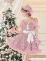 SALE!ファーショルダー/ スパンコール刺繍フレアサンタ【sugar nine サンタコス 5点セット】【S-XLサイズ/2カラー】[YMT]