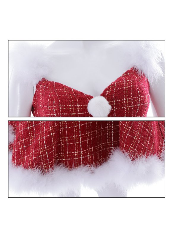 画像9: 【即日発送】ファーショルダー/ マーメイド/ ツイードチェックサンタ【S-XLサイズ】[YMT]